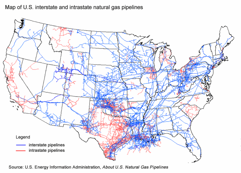 USA Natural Gas Pipeline Map